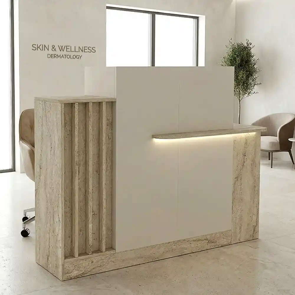 Γραφείο υποδοχής - reception Dayana Megapap με LED χρώμα travertine - sandstone 150x85,2x120εκ. | GP042-0391,1