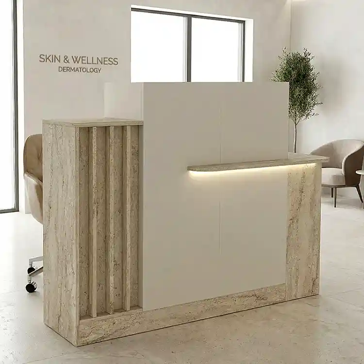 Γραφείο υποδοχής - reception Dayana Megapap με LED χρώμα travertine - sandstone 150x85,2x120εκ. | GP042-0391,1