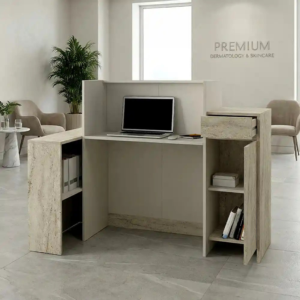 Γραφείο υποδοχής - reception Dayana Megapap με LED χρώμα travertine - sandstone 150x85,2x120εκ. | GP042-0391,1