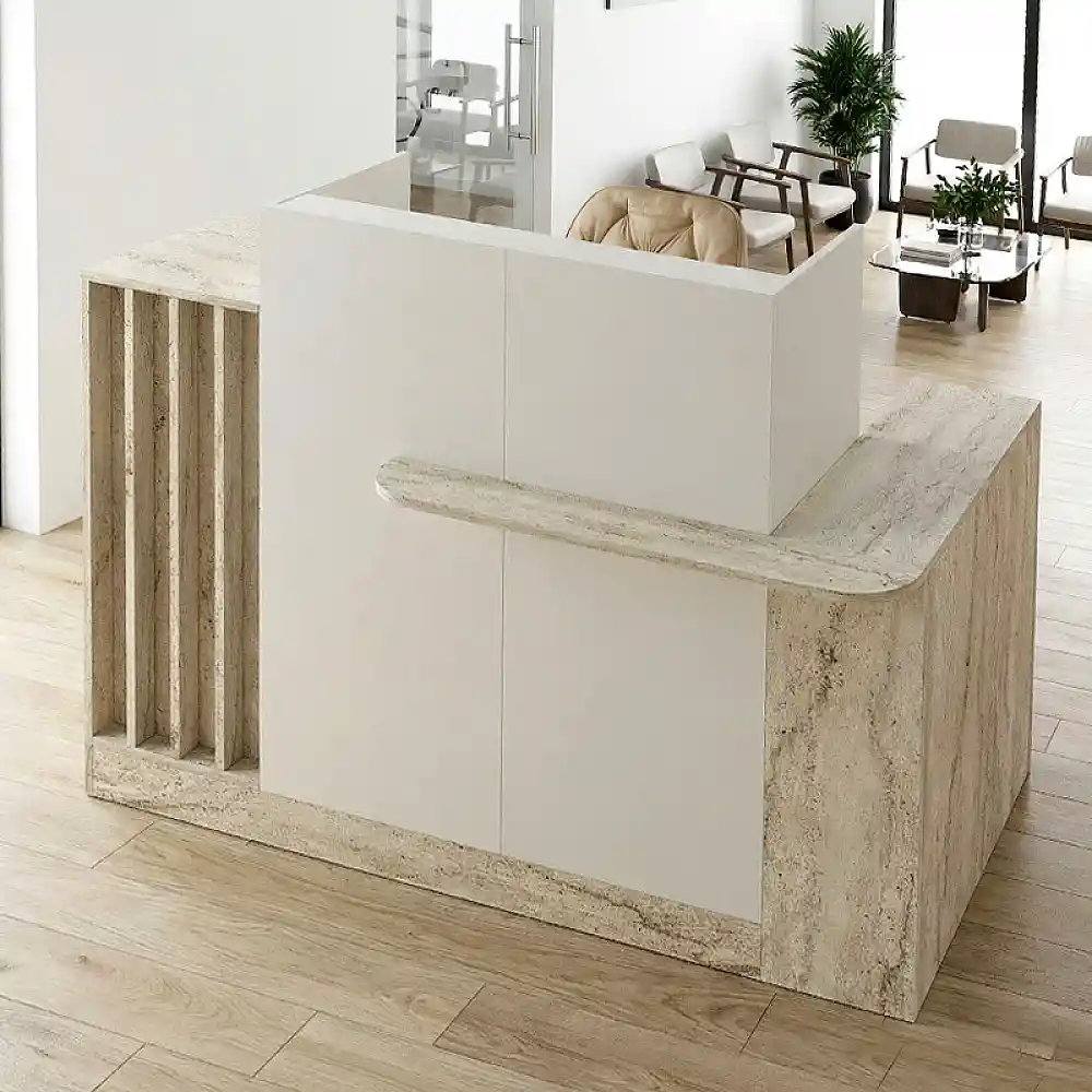 Γραφείο υποδοχής - reception Dayana Megapap με LED χρώμα travertine - sandstone 150x85,2x120εκ. | GP042-0391,1
