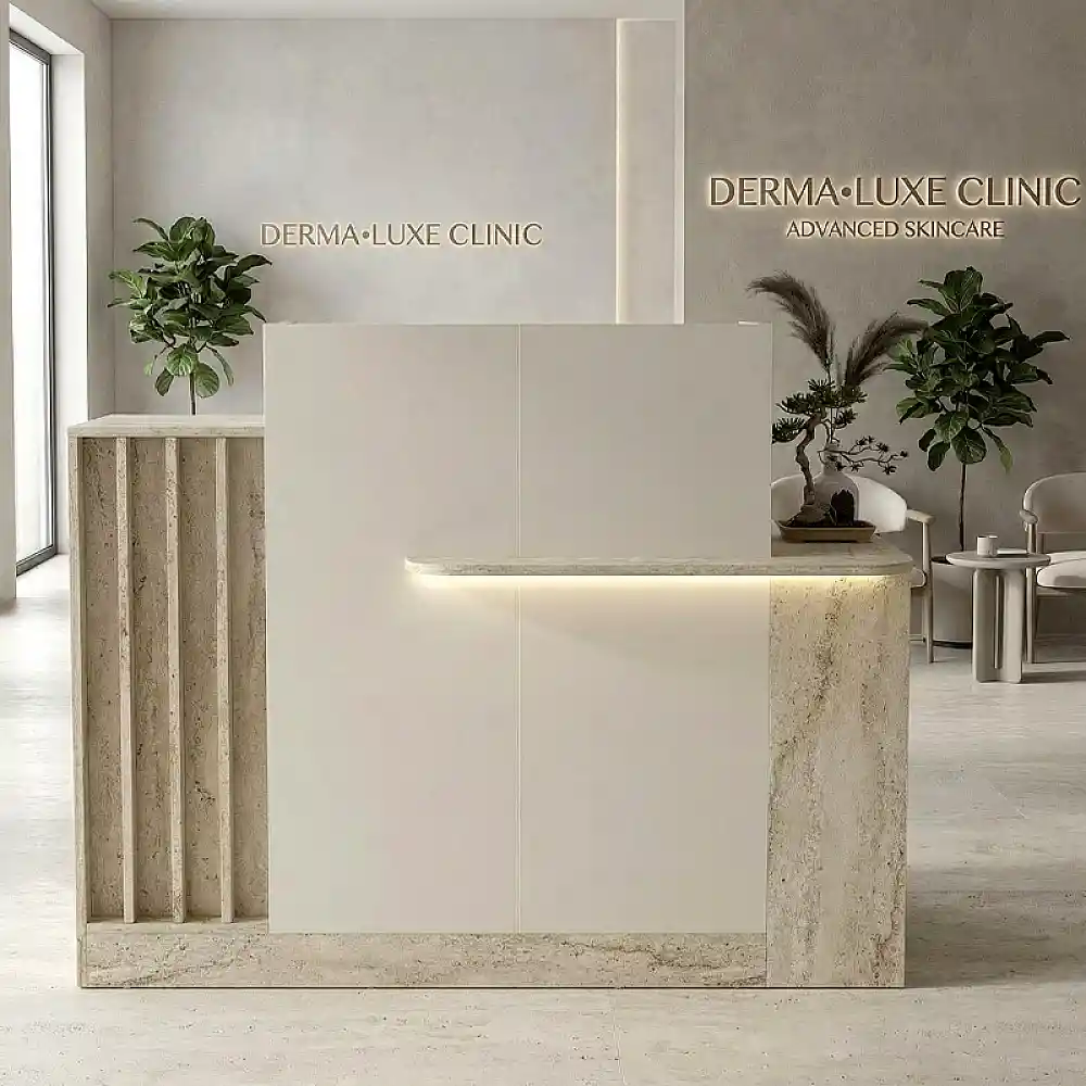 Γραφείο υποδοχής - reception Dayana Megapap με LED χρώμα travertine - sandstone 150x85,2x120εκ. | GP042-0391,1