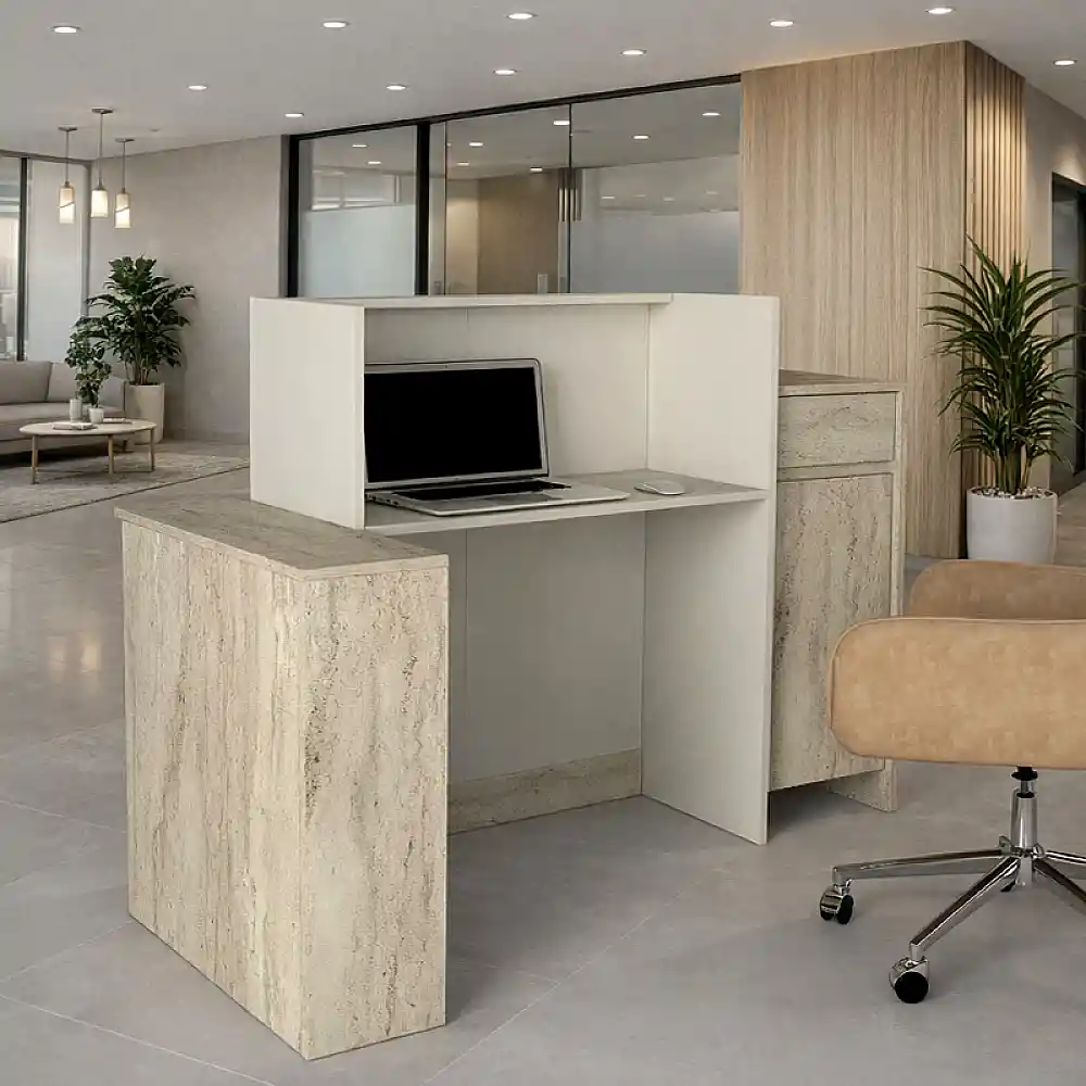 Γραφείο υποδοχής - reception Dayana Megapap με LED χρώμα travertine - sandstone 150x85,2x120εκ. | GP042-0391,1