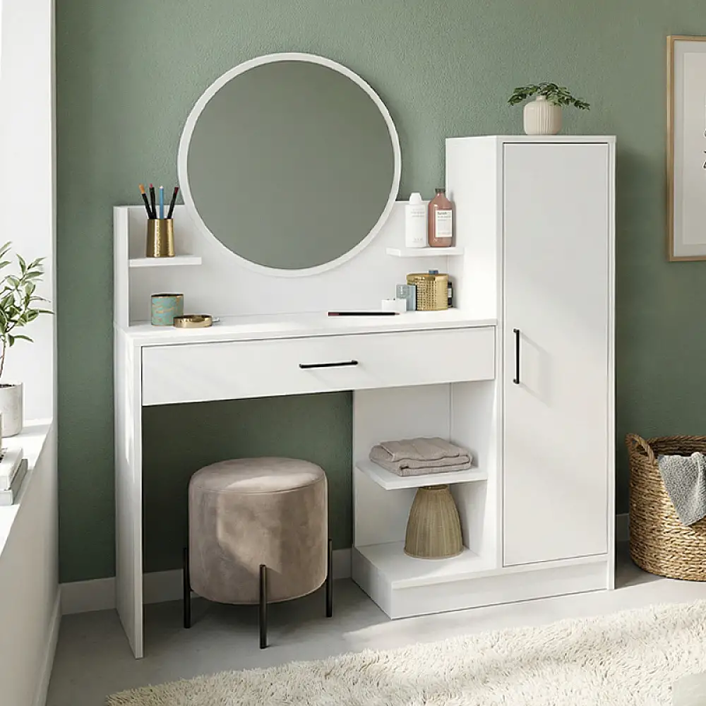 Τουαλέτα με καθρέπτη Andera Megapap χρώμα λευκό 123,9x35x144,4εκ. | GP042-0392,1
