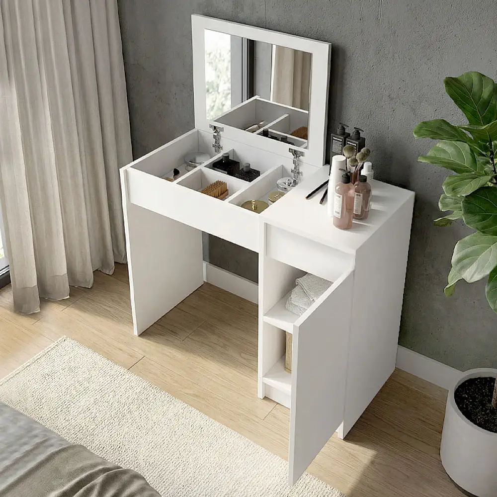 Τουαλέτα με καθρέπτη Huma Megapap χρώμα λευκό 90x45x118,2εκ. | GP042-0393,1
