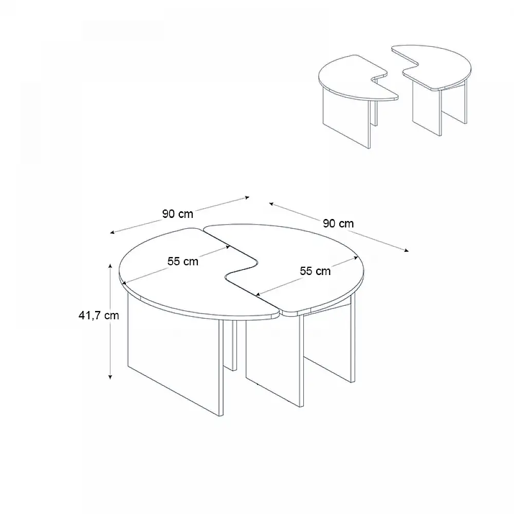 Τραπεζάκι σαλονιού σετ 2 τμχ Dorena Megapap χρώμα sencron black Ø90x41,7εκ. | GP042-0394,1
