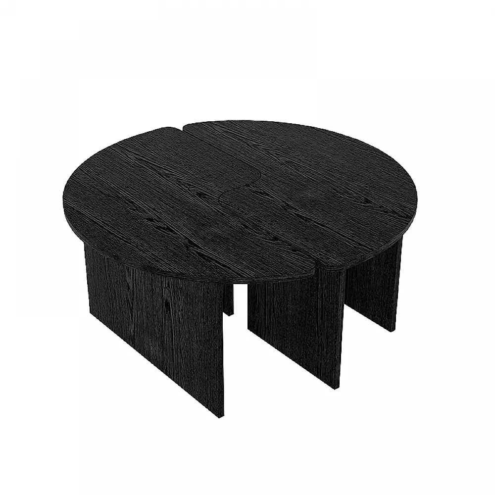 Τραπεζάκι σαλονιού σετ 2 τμχ Dorena Megapap χρώμα sencron black Ø90x41,7εκ. | GP042-0394,1