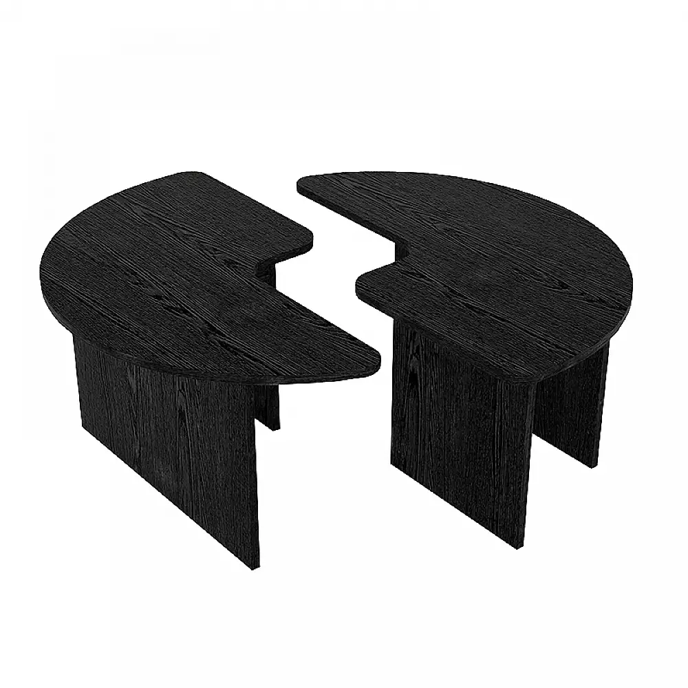 Τραπεζάκι σαλονιού σετ 2 τμχ Dorena Megapap χρώμα sencron black Ø90x41,7εκ. | GP042-0394,1