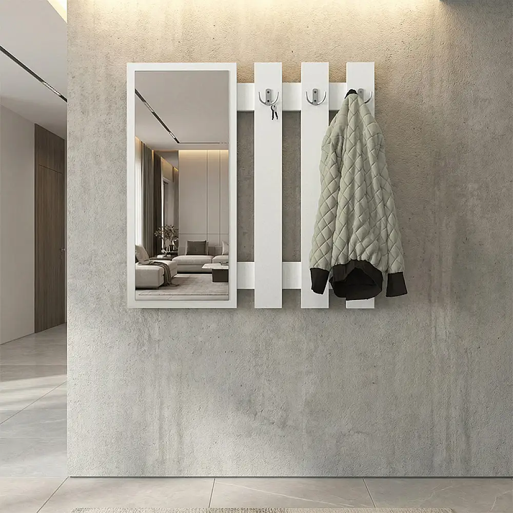 Κρεμάστρα τοίχου με καθρέπτη Folin Megapap χρώμα λευκό 90x4x90εκ. | GP042-0395,1