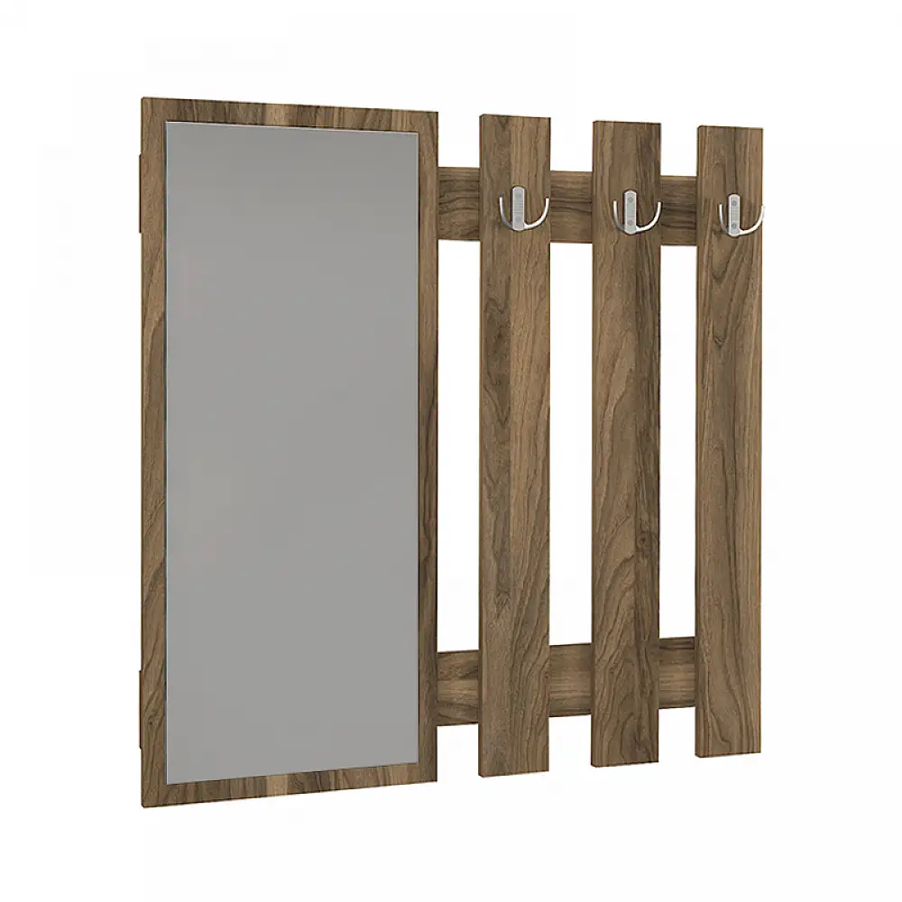 Κρεμάστρα τοίχου με καθρέπτη Folin Megapap χρώμα καρυδί 90x4x90εκ. | GP042-0395,3