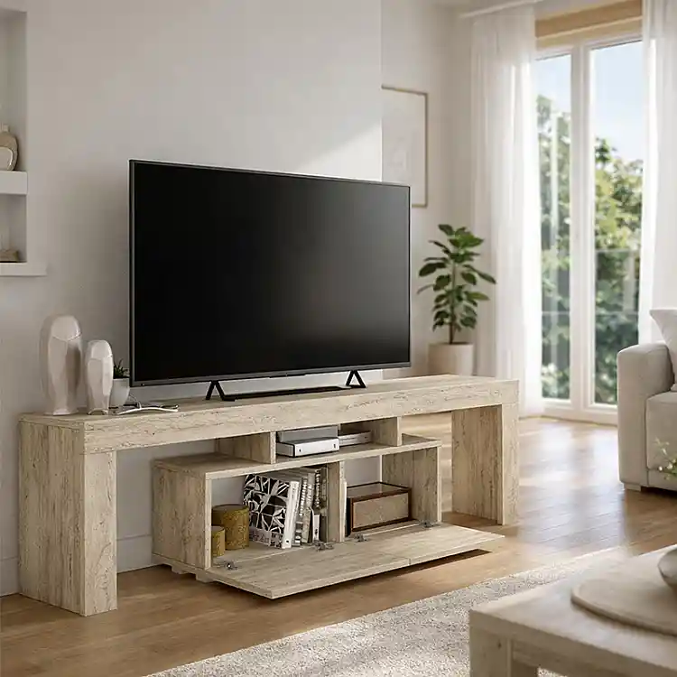 Έπιπλο τηλεόρασης Woodra Megapap χρώμα travertine 180x31,3x50,2εκ. | GP042-0396,1