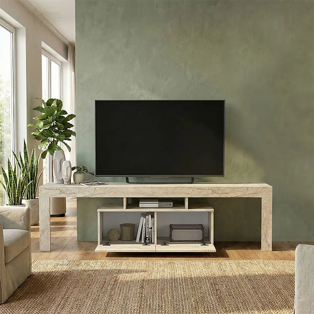 Έπιπλο τηλεόρασης Woodra Megapap χρώμα travertine 180x31,3x50,2εκ. | GP042-0396,1