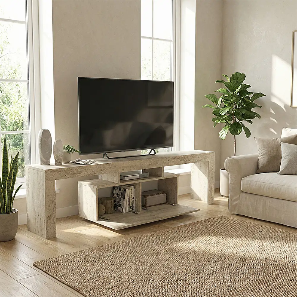 Έπιπλο τηλεόρασης Woodra Megapap χρώμα travertine 180x31,3x50,2εκ. | GP042-0396,1