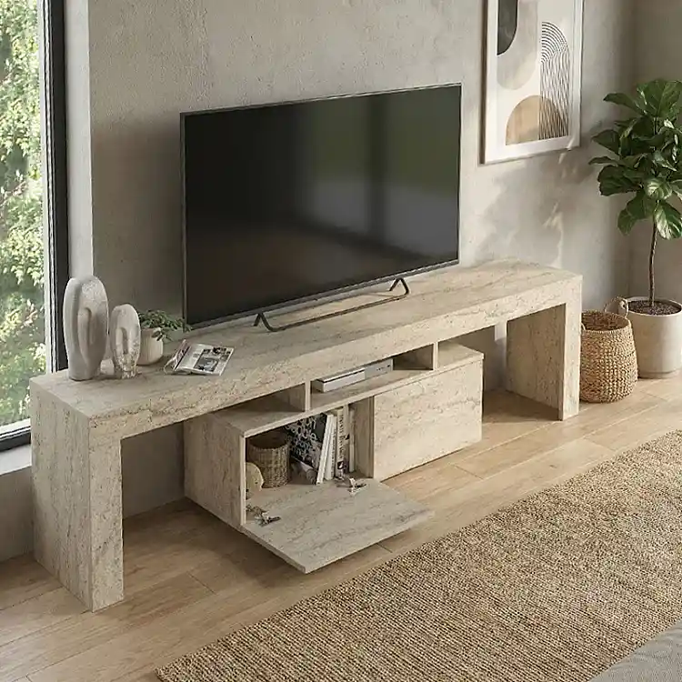 Έπιπλο τηλεόρασης Woodra Megapap χρώμα travertine 180x31,3x50,2εκ. | GP042-0396,1