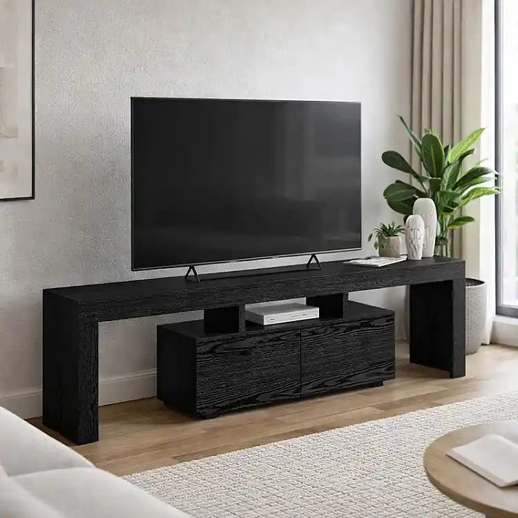 Έπιπλο τηλεόρασης Woodra Megapap χρώμα sencron black 180x31,3x50,2εκ. | GP042-0396,2