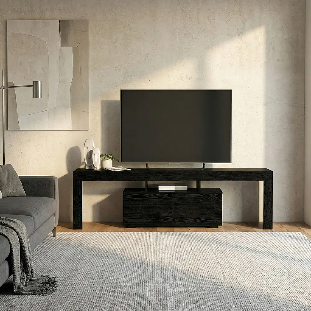 Έπιπλο τηλεόρασης Woodra Megapap χρώμα sencron black 180x31,3x50,2εκ. | GP042-0396,2