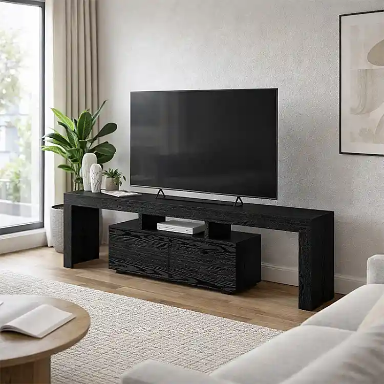Έπιπλο τηλεόρασης Woodra Megapap χρώμα sencron black 180x31,3x50,2εκ. | GP042-0396,2