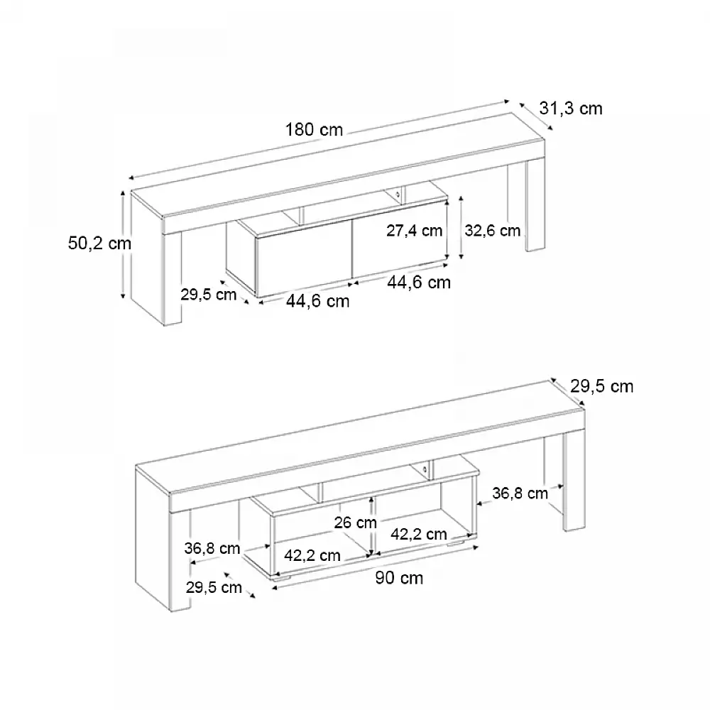 Έπιπλο τηλεόρασης Woodra Megapap χρώμα sencron black 180x31,3x50,2εκ. | GP042-0396,2