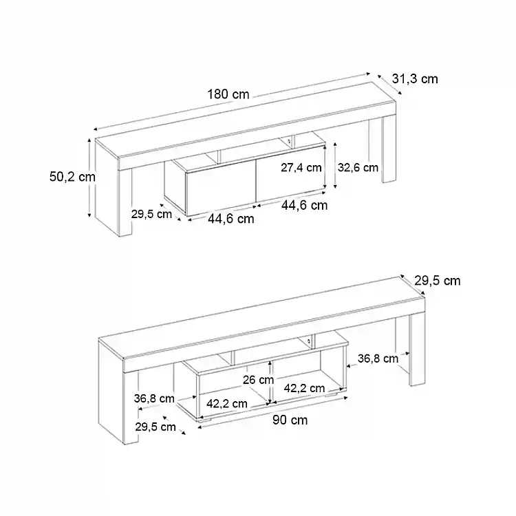 Έπιπλο τηλεόρασης Woodra Megapap χρώμα sencron black 180x31,3x50,2εκ. | GP042-0396,2