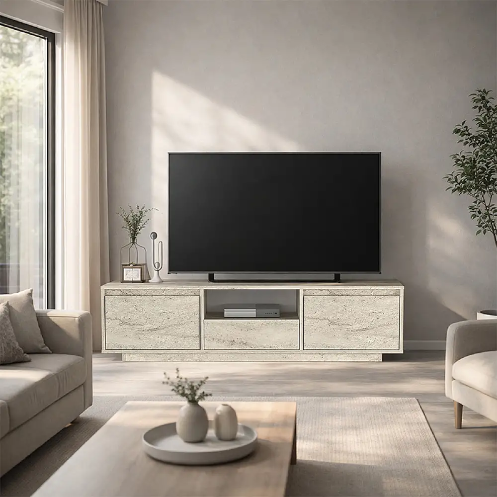 Έπιπλο τηλεόρασης Lumbera Megapap χρώμα travertine 160x29,5x42εκ. | GP042-0397,1