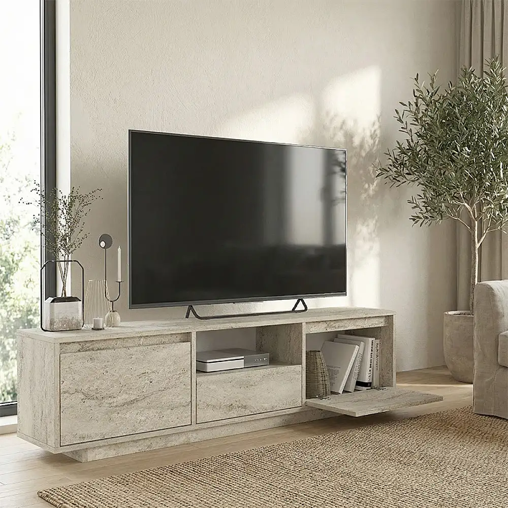 Έπιπλο τηλεόρασης Lumbera Megapap χρώμα travertine 160x29,5x42εκ. | GP042-0397,1