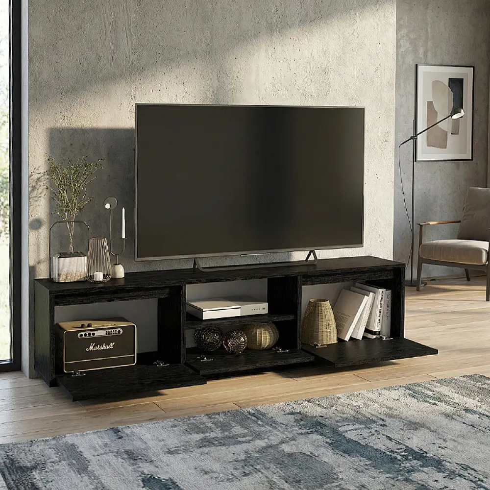 Έπιπλο τηλεόρασης Lumbera Megapap χρώμα sencron black 160x29,5x42εκ. | GP042-0397,2