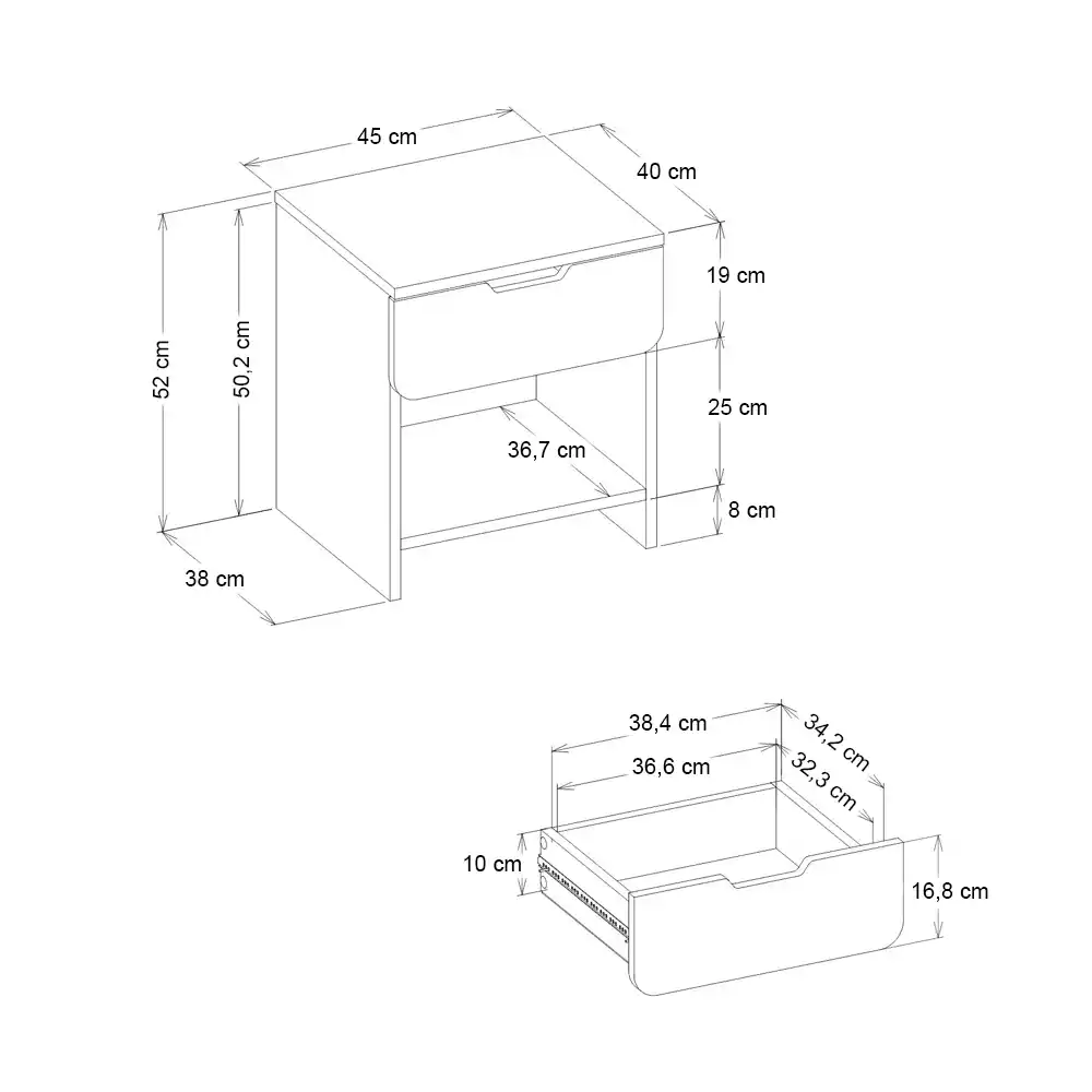 Κομοδίνο Mida Megapap χρώμα sepet oak 45x40x52εκ. | GP042-0401,1