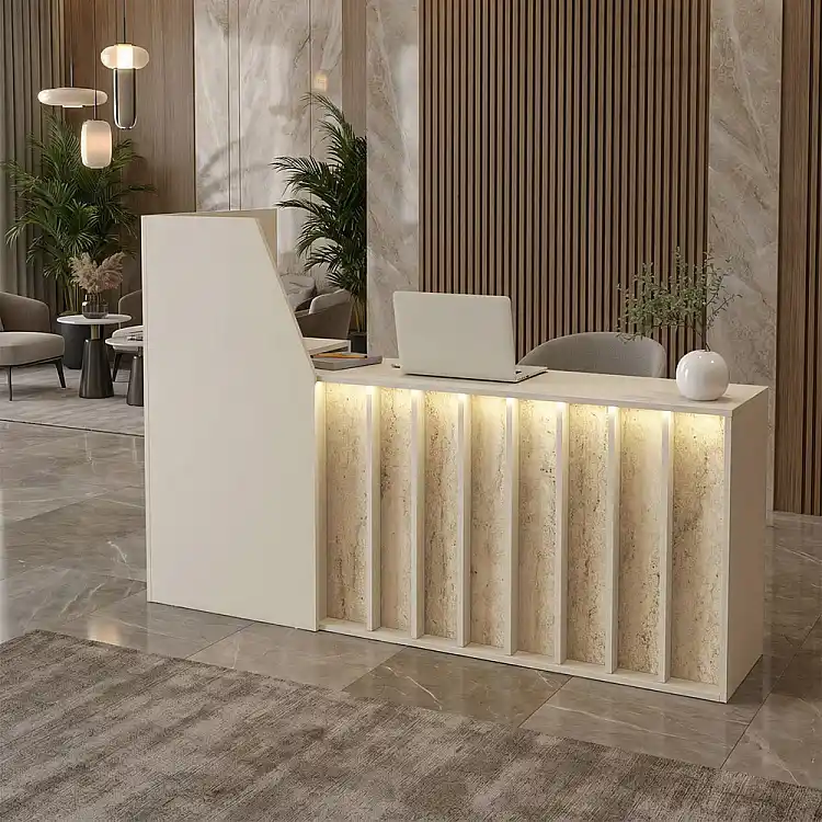 Γραφείο υποδοχής - reception Zegma Megapap με LED χρώμα sandstone - travertine 181,2x73,2x120εκ. | GP042-0404,1
