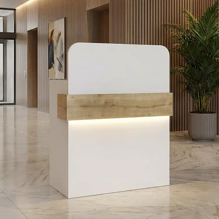 Γραφείο υποδοχής - reception Telmos Megapap με LED χρώμα λευκό - sapphire oak 90x43,6x119,2εκ. | GP042-0405,1