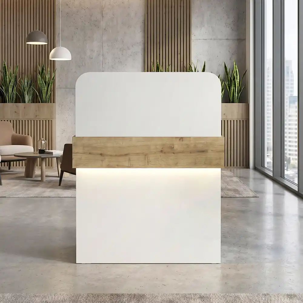 Γραφείο υποδοχής - reception Telmos Megapap με LED χρώμα λευκό - sapphire oak 90x43,6x119,2εκ. | GP042-0405,1