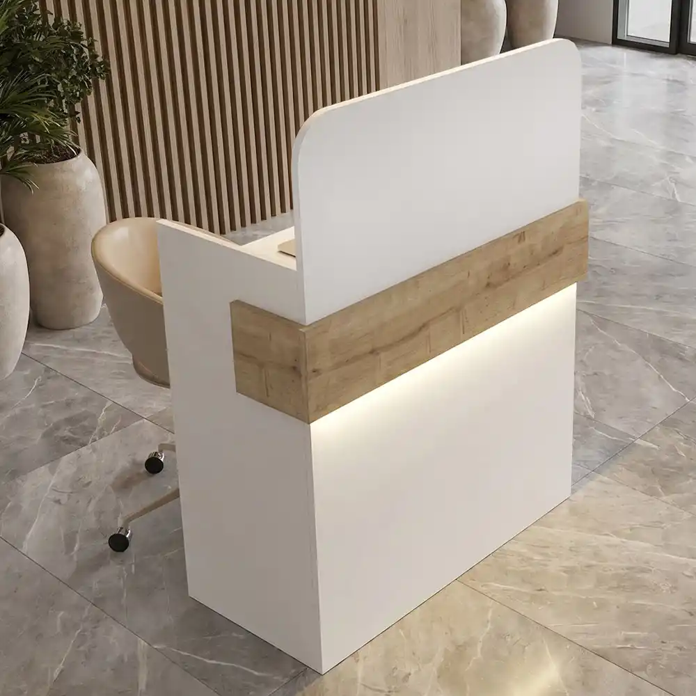 Γραφείο υποδοχής - reception Telmos Megapap με LED χρώμα λευκό - sapphire oak 90x43,6x119,2εκ. | GP042-0405,1