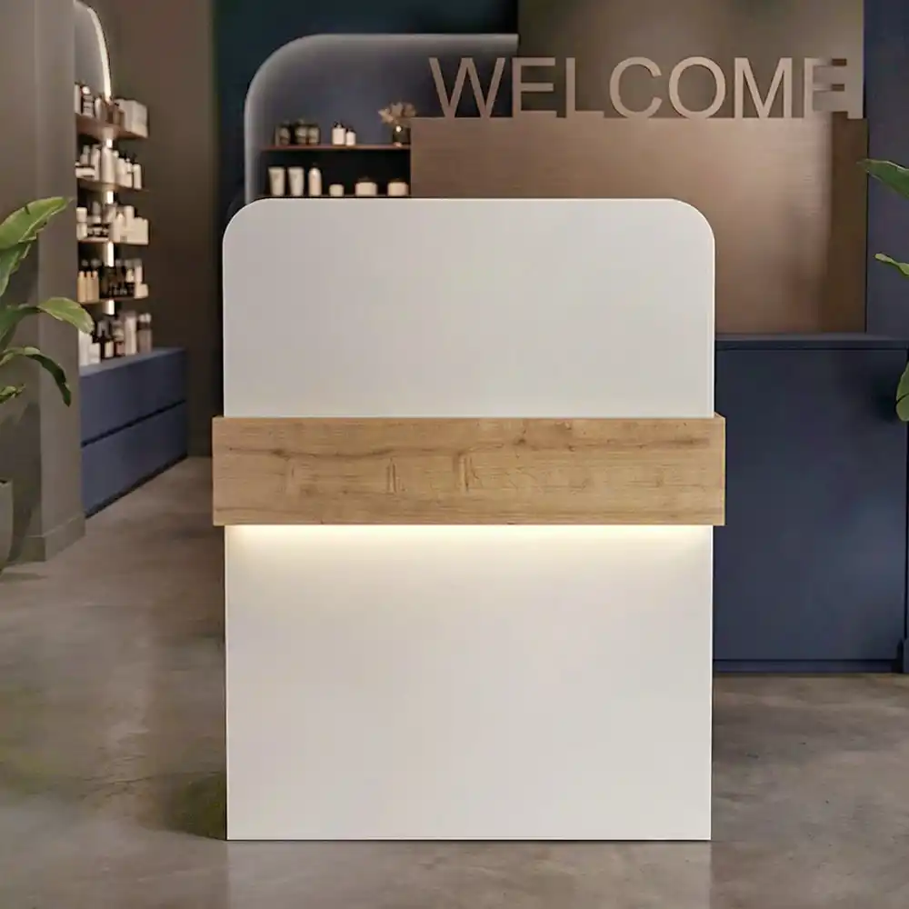 Γραφείο υποδοχής - reception Telmos Megapap με LED χρώμα λευκό - sapphire oak 90x43,6x119,2εκ. | GP042-0405,1