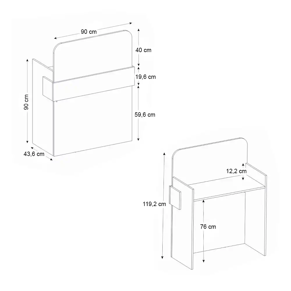 Γραφείο υποδοχής - reception Telmos Megapap με LED χρώμα λευκό - sapphire oak 90x43,6x119,2εκ. | GP042-0405,1
