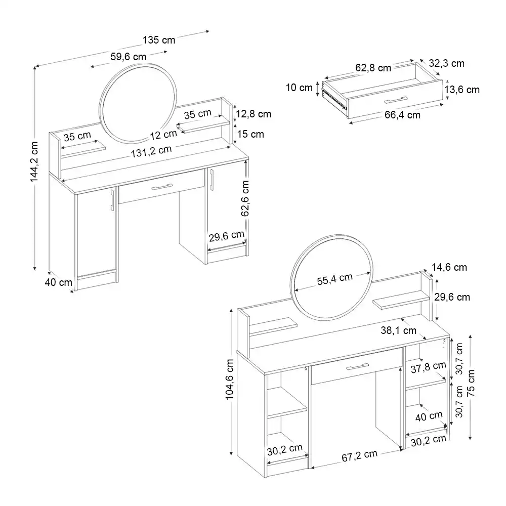 Τουαλέτα με καθρέπτη Talos Megapap χρώμα λευκό 135x40x144,2εκ. | GP042-0406,1