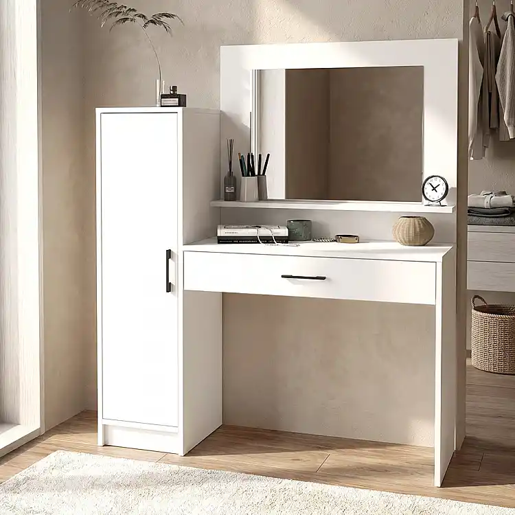 Τουαλέτα με καθρέπτη Kaunos Megapap χρώμα λευκό 123,8x40x148,2εκ. | GP042-0407,1