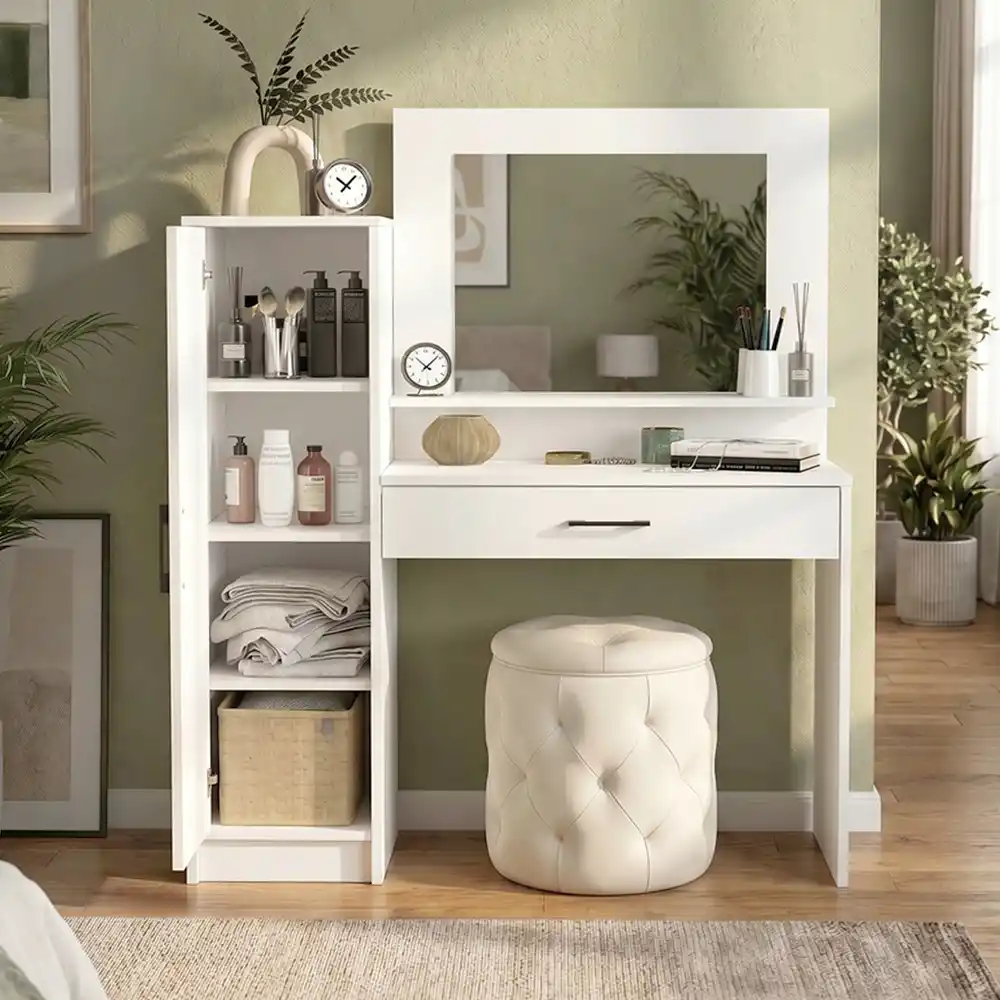 Τουαλέτα με καθρέπτη Kaunos Megapap χρώμα λευκό 123,8x40x148,2εκ. | GP042-0407,1