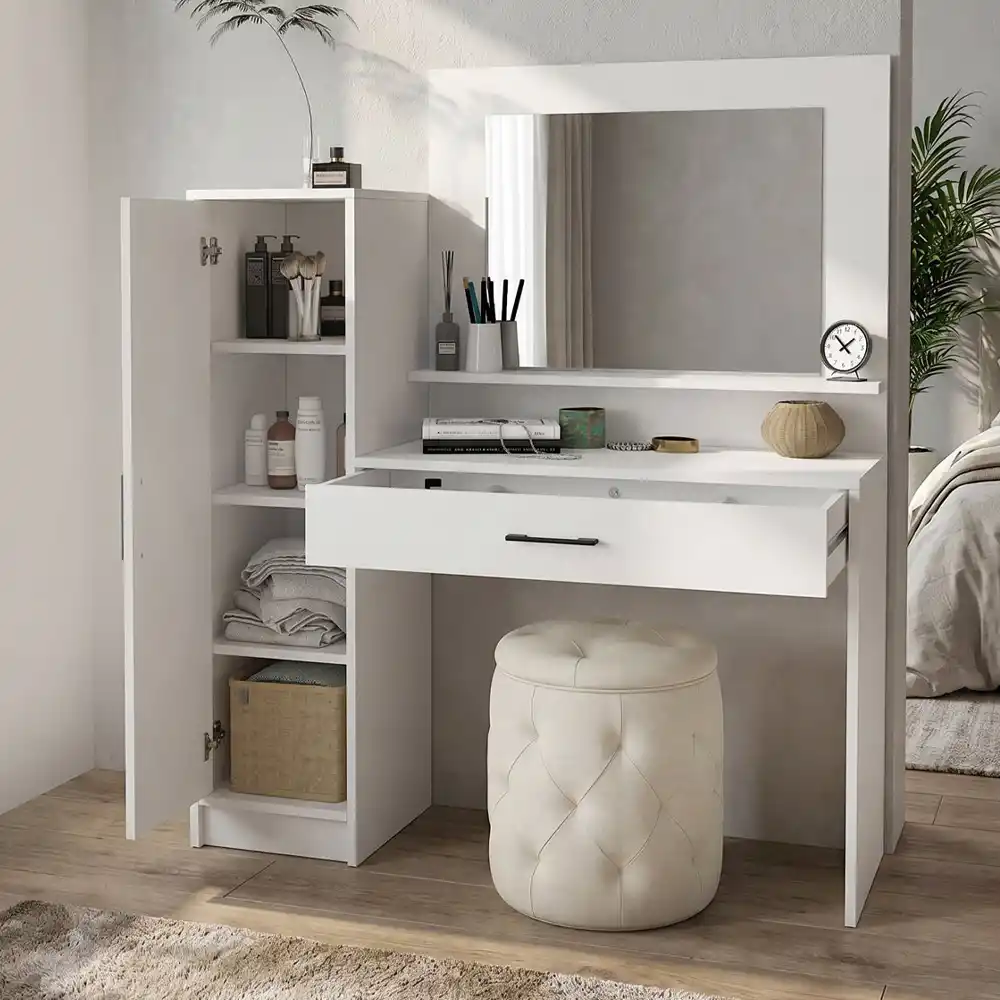 Τουαλέτα με καθρέπτη Kaunos Megapap χρώμα λευκό 123,8x40x148,2εκ. | GP042-0407,1