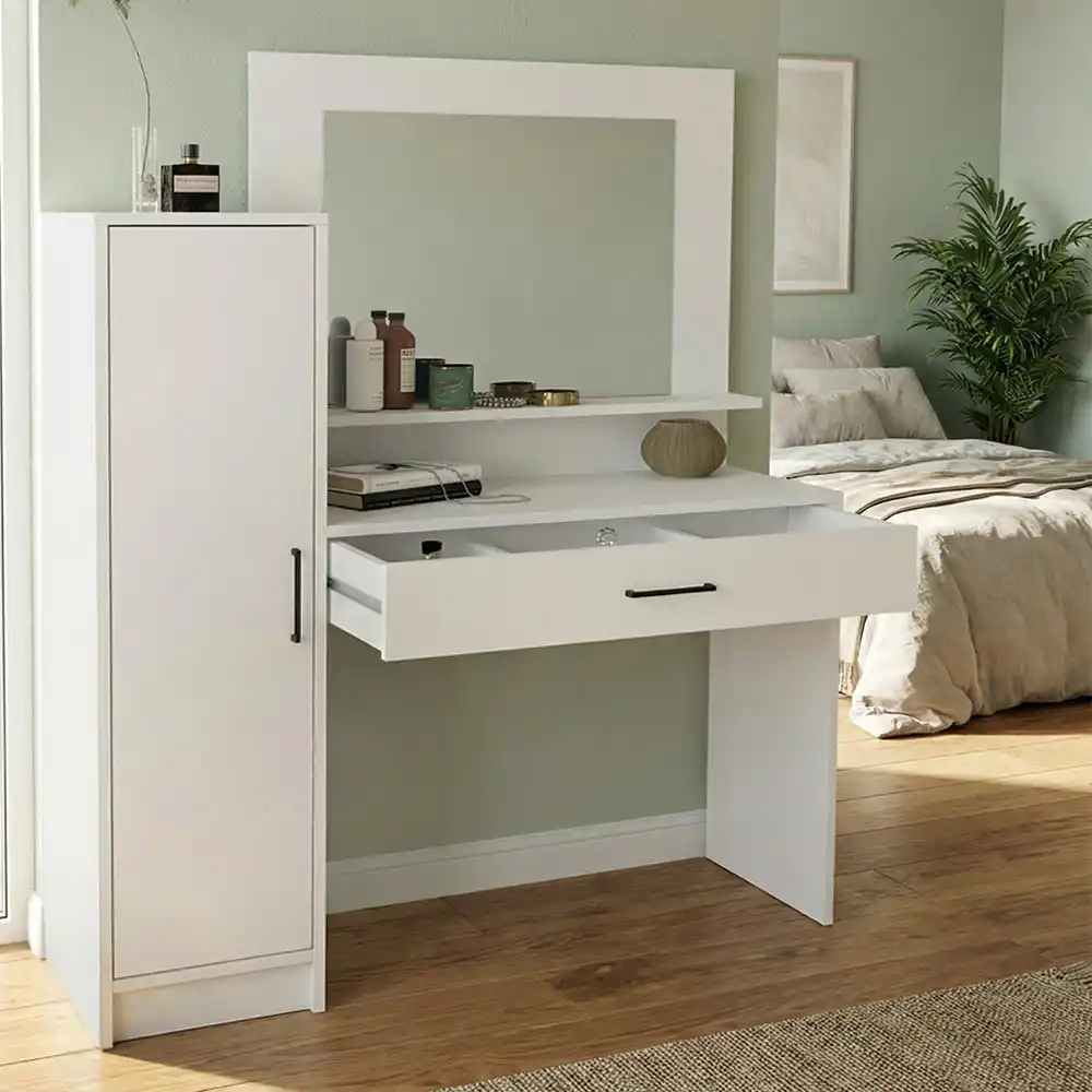 Τουαλέτα με καθρέπτη Kaunos Megapap χρώμα λευκό 123,8x40x148,2εκ. | GP042-0407,1
