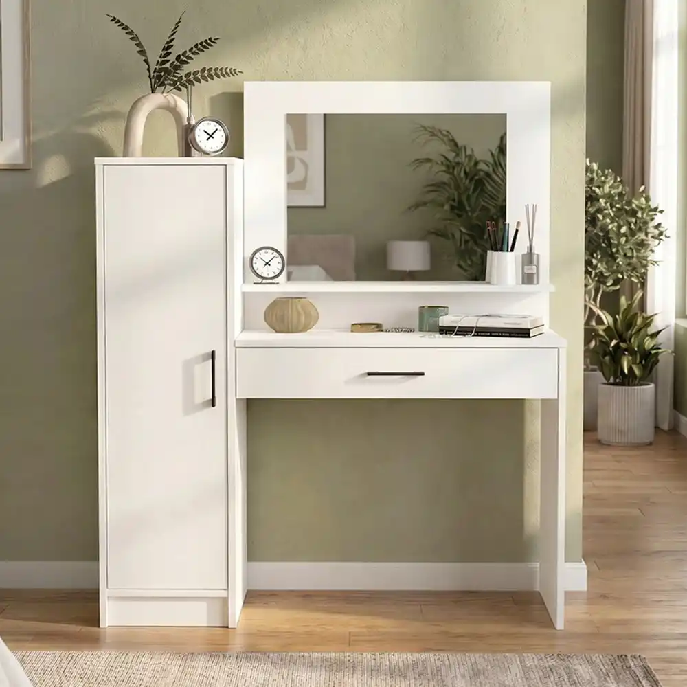 Τουαλέτα με καθρέπτη Kaunos Megapap χρώμα λευκό 123,8x40x148,2εκ. | GP042-0407,1