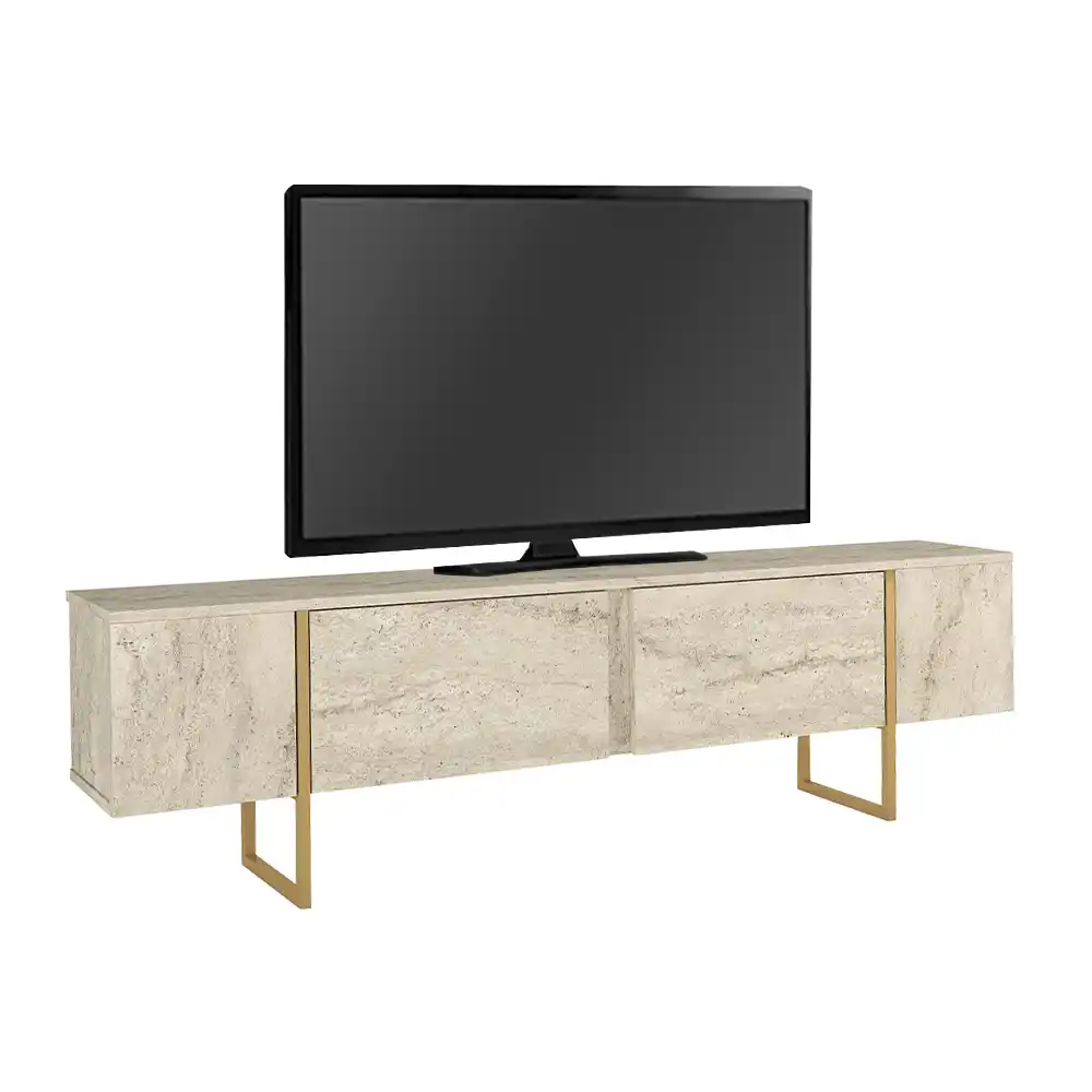 Έπιπλο τηλεόρασης Orontes Megapap χρώμα travertine - χρυσό 180x29,6x50εκ. | GP042-0409,3