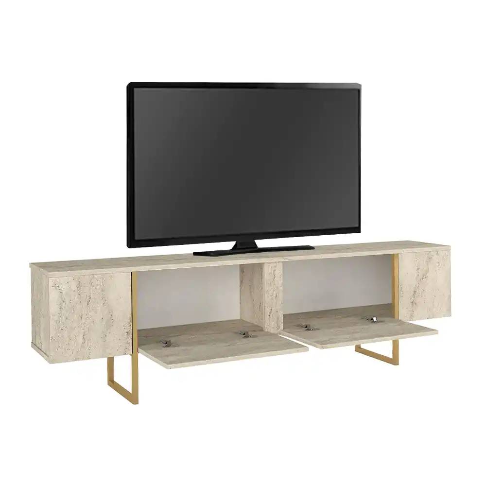 Έπιπλο τηλεόρασης Orontes Megapap χρώμα travertine - χρυσό 180x29,6x50εκ. | GP042-0409,3