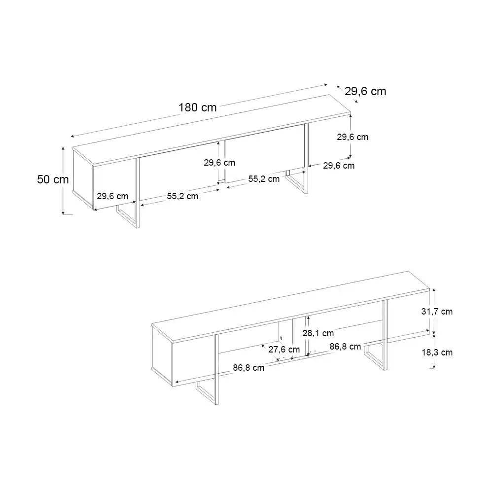 Έπιπλο τηλεόρασης Orontes Megapap χρώμα travertine - χρυσό 180x29,6x50εκ. | GP042-0409,3