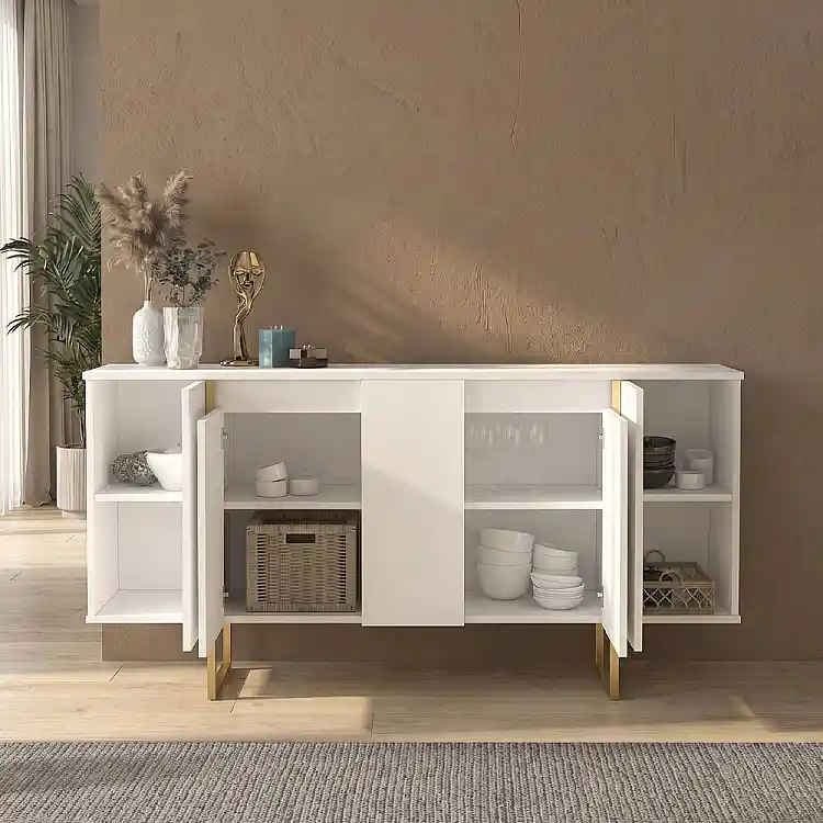 Μπουφές Orontes Megapap χρώμα λευκό - χρυσό 160x35,2x80εκ. | GP042-0410,4