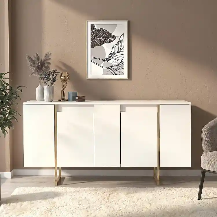 Μπουφές Orontes Megapap χρώμα λευκό - χρυσό 160x35,2x80εκ. | GP042-0410,4