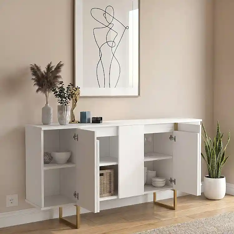Μπουφές Orontes Megapap χρώμα λευκό - χρυσό 160x35,2x80εκ. | GP042-0410,4