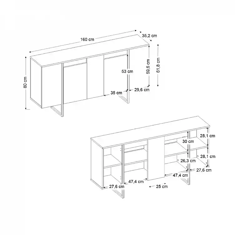 Μπουφές Orontes Megapap χρώμα λευκό - χρυσό 160x35,2x80εκ. | GP042-0410,4