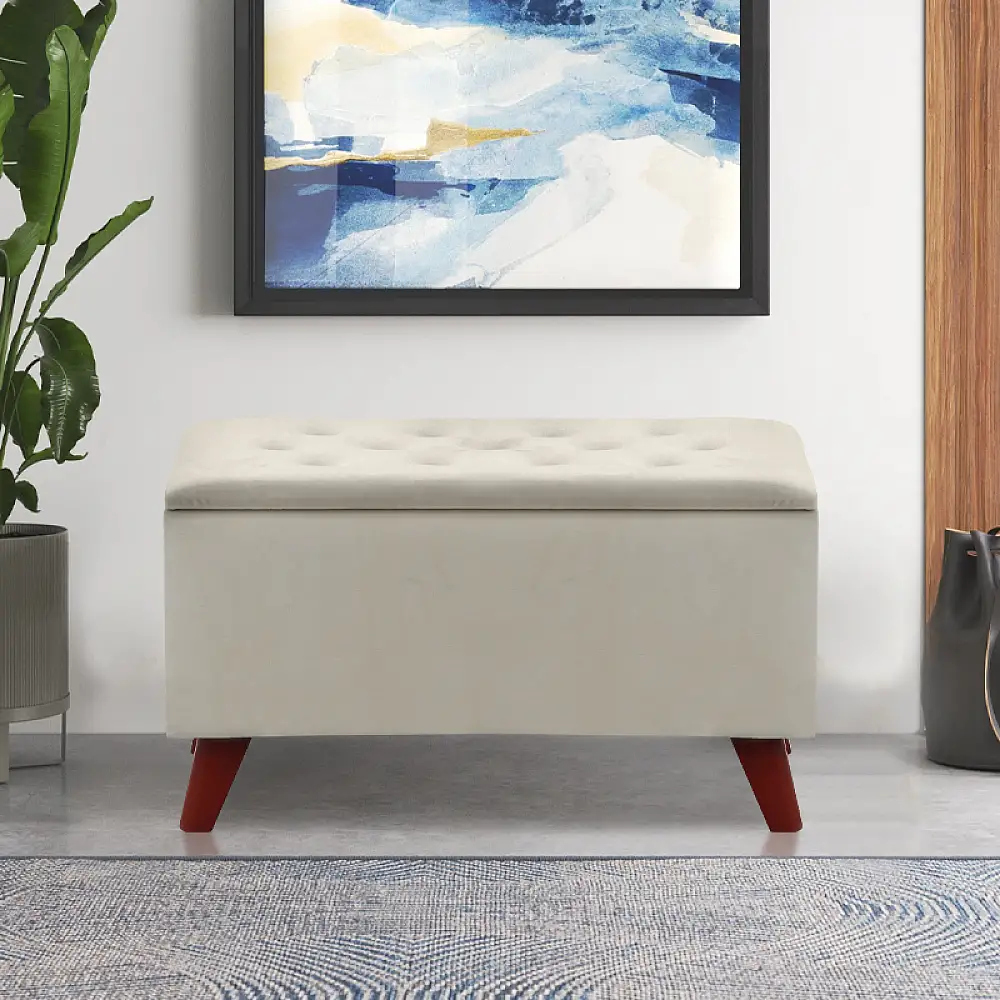 Σκαμπώ - Ταμπουρέ Lotus Megapap βελούδινο χρώμα κρεμ 90x40x50εκ. | GP043-0101,4