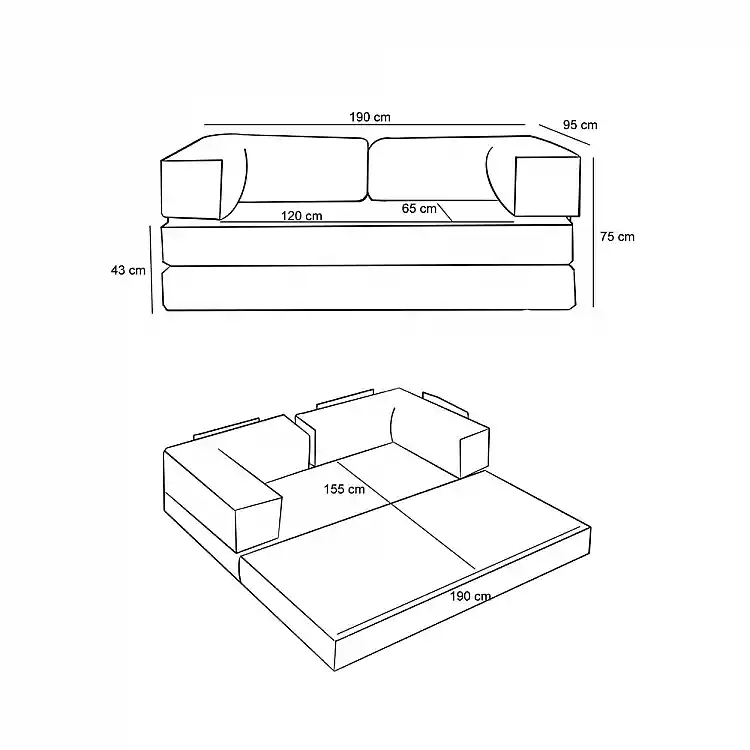 Καναπές - κρεβάτι Comfort Megapap τριθέσιος υφασμάτινος χρώμα ανθρακί 190x95x75εκ. | GP043-0104,1