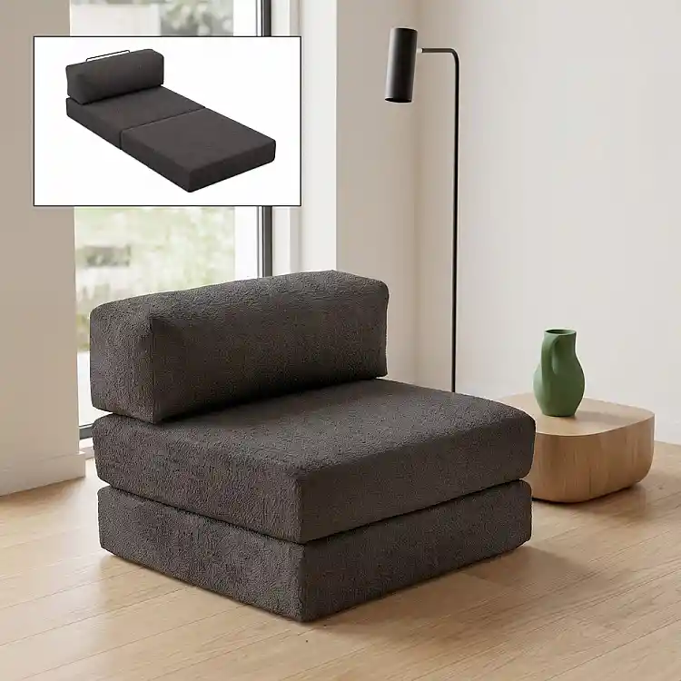 Πολυθρόνα - κρεβάτι Comfort Megapap υφασμάτινη χρώμα ανθρακί 95x95x75εκ. | GP043-0106,1