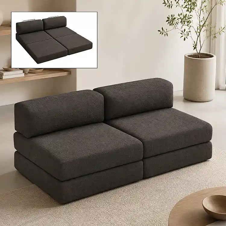 Καναπές - κρεβάτι Comfort Megapap τριθέσιος υφασμάτινος χρώμα ανθρακί 190x95x75εκ. | GP043-0107,1