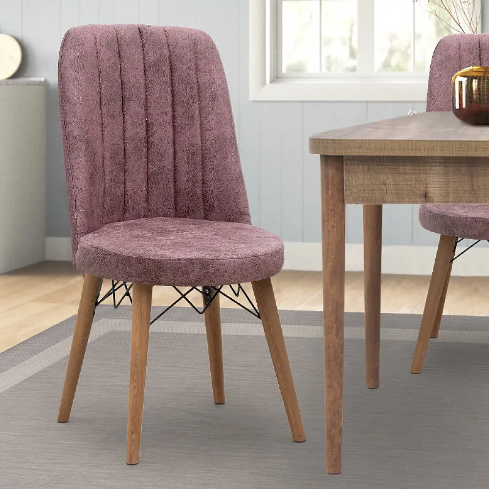 Καρέκλα τραπεζαρίας Alegra Megapap υφασμάτινη χρώμα σάπιο μήλο - καρυδί πόδι 46x44x91εκ. - GP044-0001,7